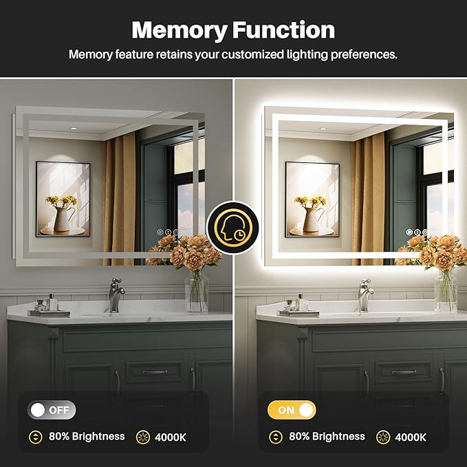Briivue 48x30 Inch LED Bathroom Mirror - Image 5