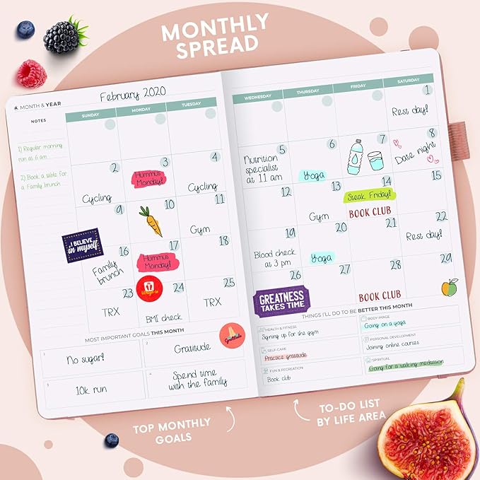 Clever Fox Wellness Planner - Weekly & Daily Health and Wellness Log, Food Journal & Meal Planner Diary for Calorie Counting, Notebook for Medical Condition Tracking, A5-Sized - Rose Gold
