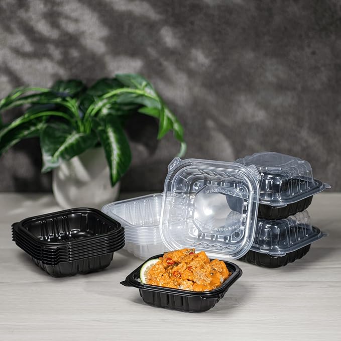 Karat Premium PP Hinged Container [300 ct], Take Out Food Containers - Case (6"x6", 1 compartment)