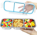 Stainless Steel Snack Containers, 3 Compartment Snackle Box Leakproof, Metal Bento Box with Airtight Lids, Reusable Food Storage Container for Lunch Travel Picnics Office