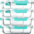 MCIRCO 8-Pack 30 oz Glass Meal Prep Containers - Airtight Glass Lunch Containers with Lids, Microwave, Oven, Freezer & Dishwasher Safe, Green