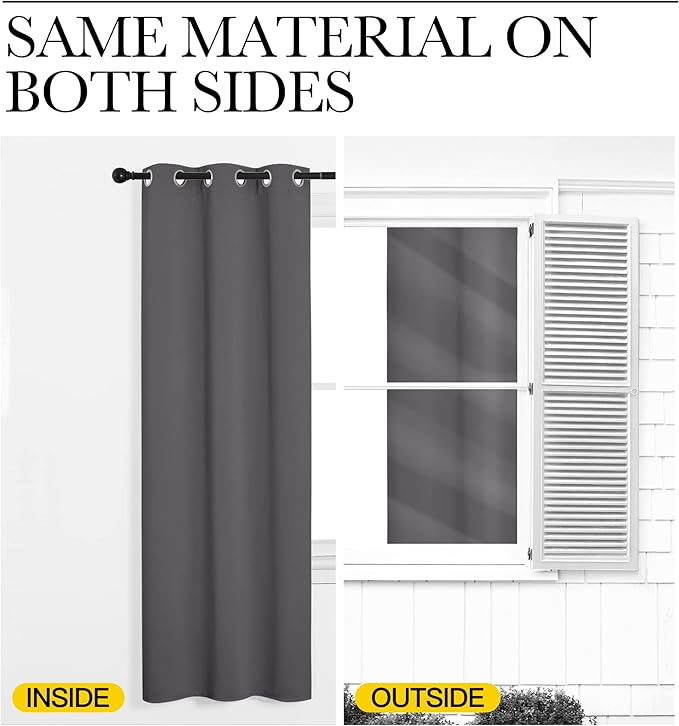 NICETOWN Grey Blackout Curtain Panels - Image 6
