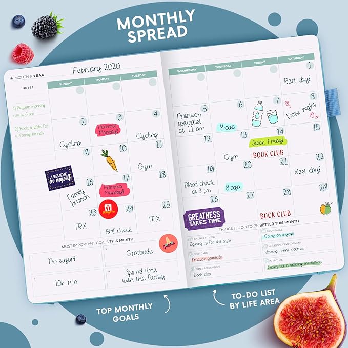Clever Fox Wellness Planner - Weekly & Daily Health and Wellness Log, Food Journal & Meal Planner Diary for Calorie Counting, Notebook for Medical Condition Tracking, A5-Sized - Light Blue