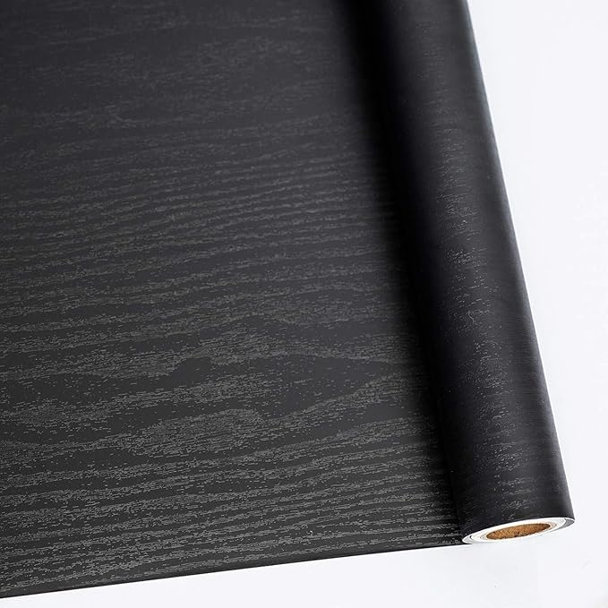 Abyssaly Black Wood Peel and Stick Paper 35.6 in X 118 in Decorative by Abyssaly