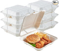 ECOLipak 50 Pack Clamshell Take Out Food Containers, 100% Compostable Disposable To Go Containers, 8X8 inch Heavy-Duty To Go Boxes for Food