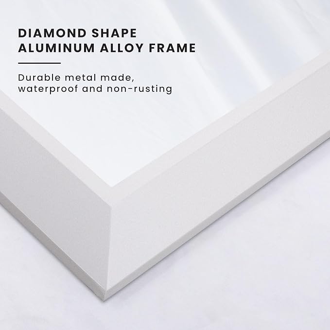 Amorho Bathroom Mirror, 60x40 Inch White Framed Bathroom Mirrors - Image 6