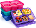 Bento Box Adult - Snack Box Containers 4 Pack, 5 Compartment Lunchables Containers for Adults, Meal Prep Container Reusable for Travel (Colorful)