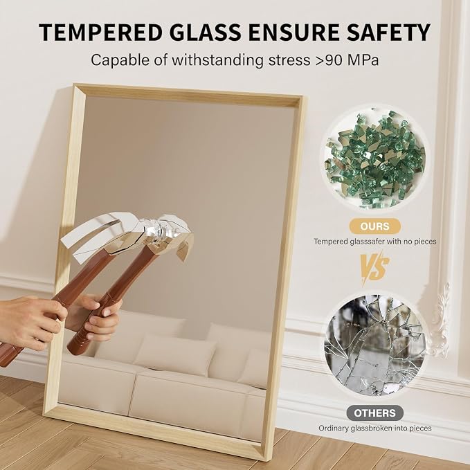 Oak Wood Effect Framed Wall Mirror, 22x30 Rectangle Mirror, Anti-desilvering - Image 8