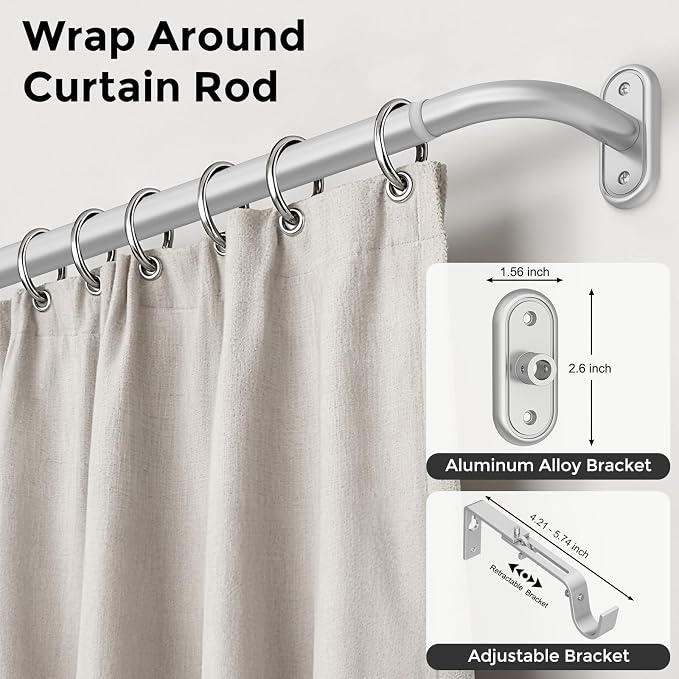 Curtain Rods 36-88 Inch, 1 Inch Adjustable Heavy Duty Room Darkening Window - Image 2