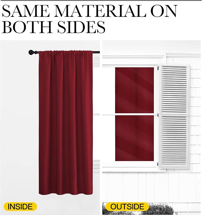 NICETOWN 2 Panels Blackout Curtains, Rod Pocket Window Curtains Room Darkning - Image 6