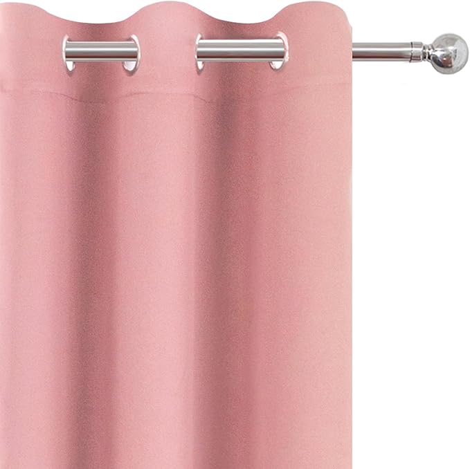 LEMOMO Blackout Curtains 66 x 72 Inch Long Pink Curtains Set of 2 Panels Room - Image 6