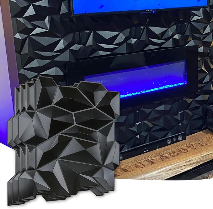 Art3d Decorative 3D Wall Panels 12 Pack 19.7" x 19.7" PVC 3D Diamond Wall Panel by Art3d