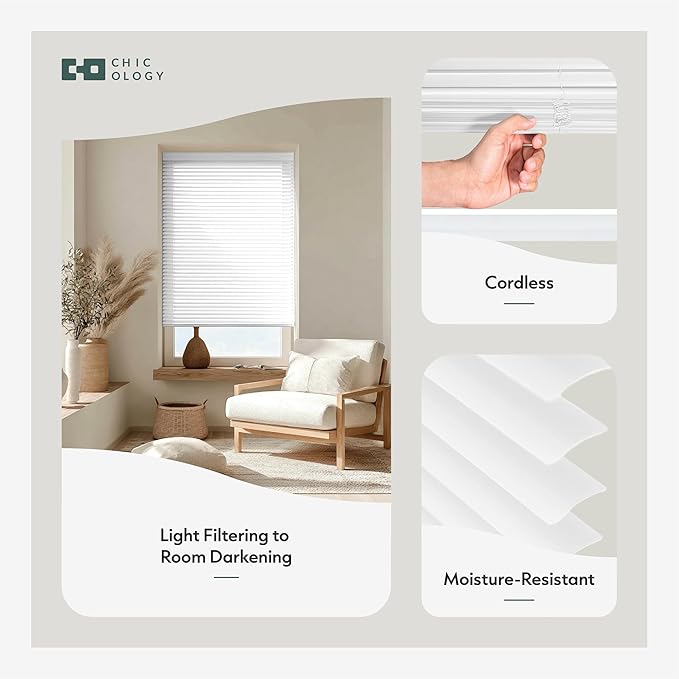 CHICOLOGY Cordless Mini Blinds for Indoor Windows, 40.25" W x 48" H, Light - Image 2
