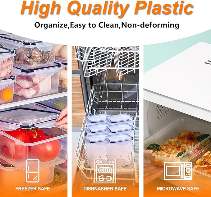 28 PCS Airtight Food Storage Containers with Lids(430ML-9L),BPA-Free Plastic Kitchen&Pantry Organizers, Stackable Leakproof Containers for Flour Sugar Cereal Snack Meal Prep (14 Pack-28 PCS)