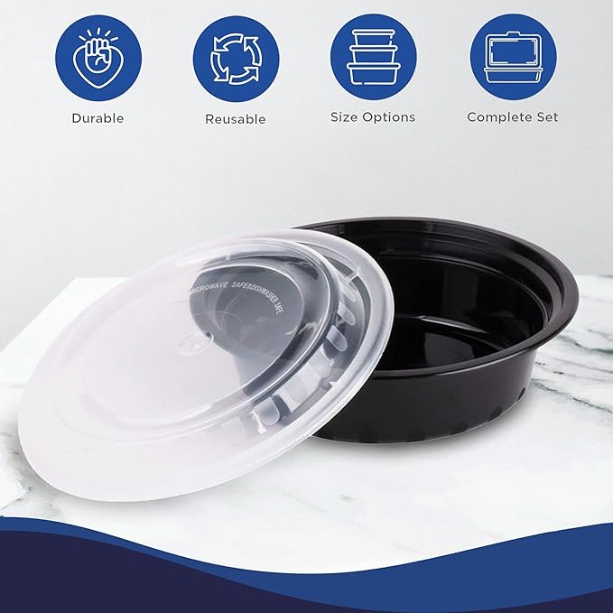 Ruthy's Outlet Meal Prep Containers with Lids, Food container bowl - BPA-Free, Stackable, Freezer & Dishwasher Safe, Reusable Food Storage for Lunch, Portion Control & Meal Prep (15 Pack, 24 oz)