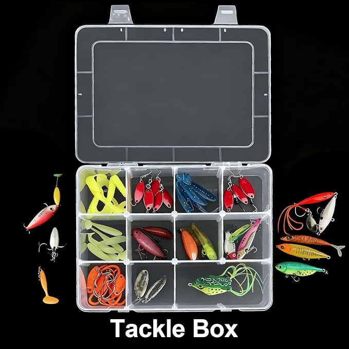 DUOFIRE Clear Plastic Bead Organizer Container Storage Box Adjustable Dividers Removable Grid Compartment for Jewelry Beads Earring Container Tool Fishing Hook Small Accessories(12 Grids)