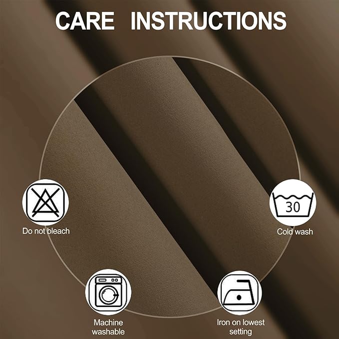 LEMOMO Brown Thermal Blackout Curtains/52 x 54 Inch/Set of 2 Panels Room - Image 4