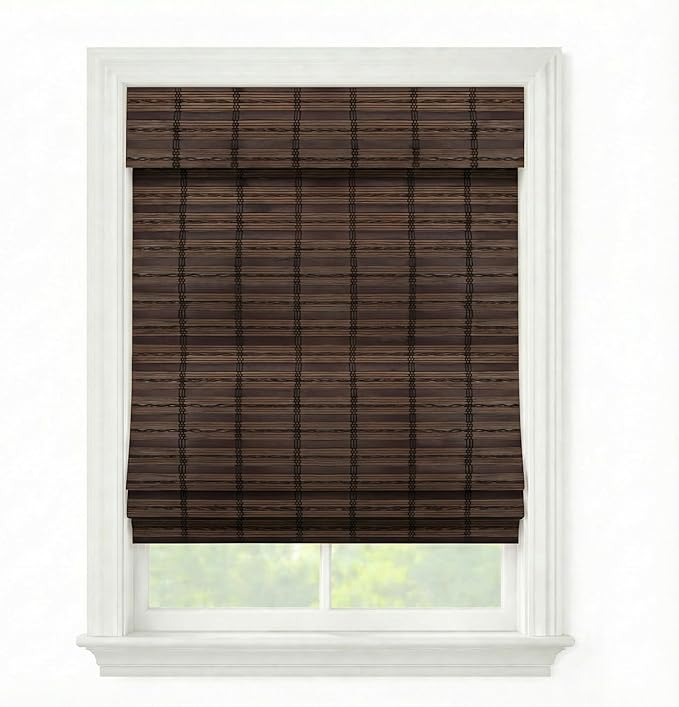 Cordless Woven Wood Roman Shades, 45W x 48H, Sarasota Cocoa, Sizes 20-72 Wide by FirstRateBlinds