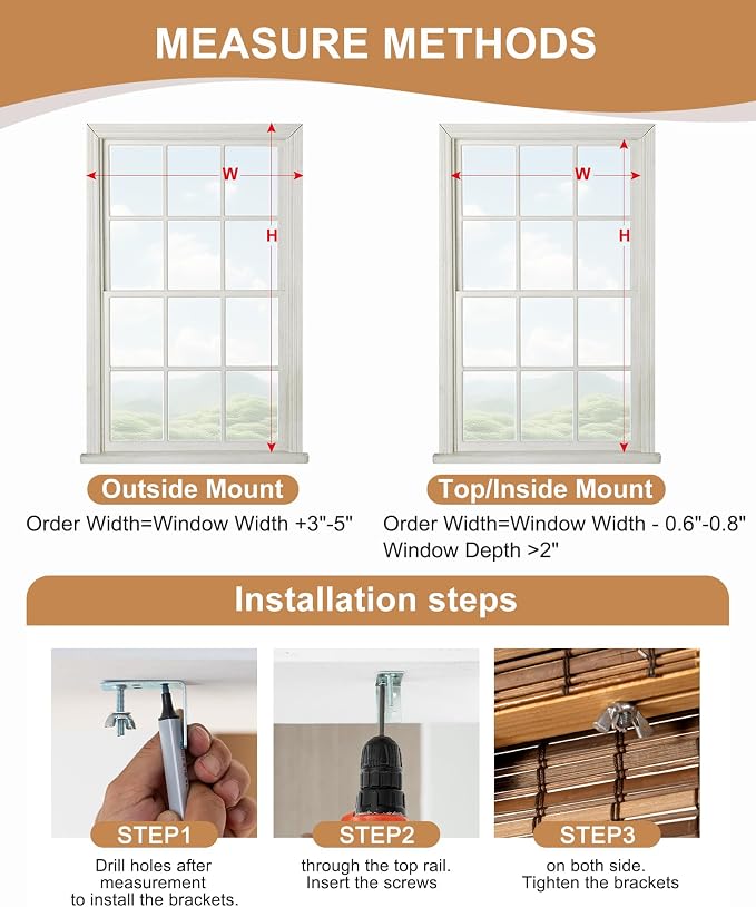 32''W X 72''H Cordless Bamboo Roman Shades - Image 4