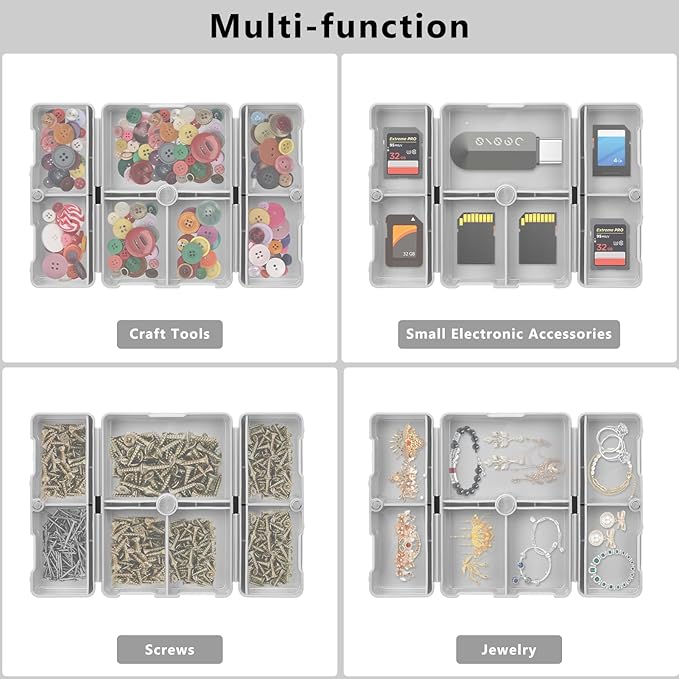 FYY Daily Pill Organizer, 7 Compartments Portable Pill Case Travel Pill Organizer,[Folding Design] Pill Box for Purse Pocket to Hold Vitamins,Cod Liver Oil,Supplements and Medication-Grey