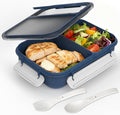 WHALEHOUSE Large Capacity Bento Lunch Box for Adult, 1600ML 2 Compartments Meal Prep Container with Utensil, Airtight Food Storage Container with Snap Locking Lids, Microwave/Dishwasher/Freezer Safe