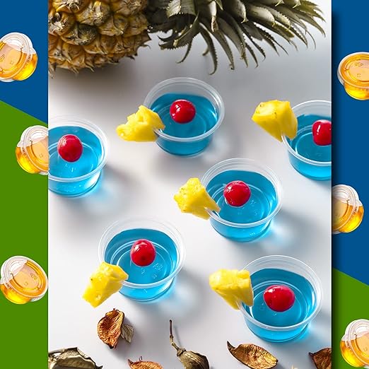[260 Sets - 2 oz ] Jello Shot Cups, Small Plastic Containers with Lids, Airtight and Stackable Portion Cups for Salad Dressing, Dipping Sauce and Condiment for Lunch, Party, Trips