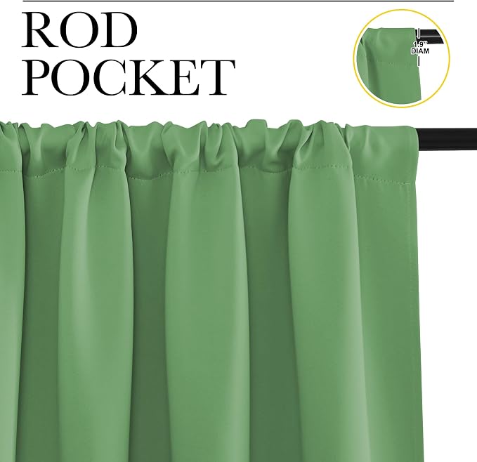 NICETOWN Blackout Curtains for Bedroom, Froest Green, 1 Pair, 42 by 45-inch - Image 2