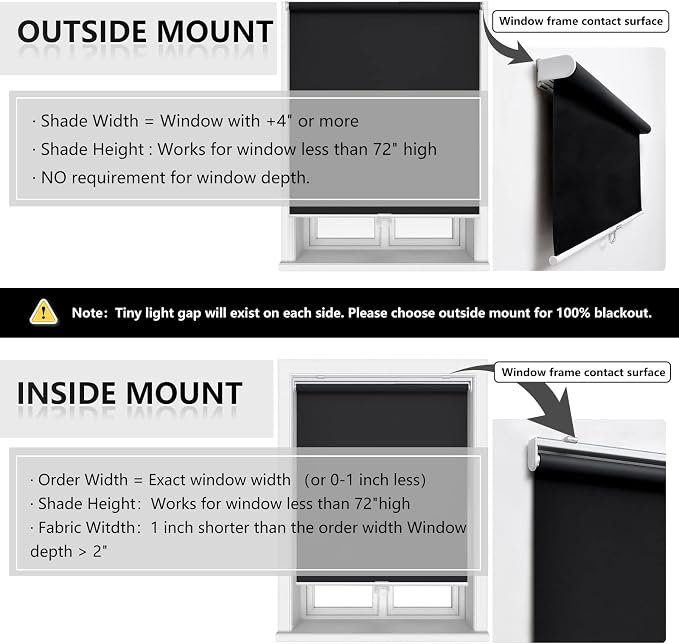 AOSKY Cordless Roller Shades Blackout Blinds - Image 7