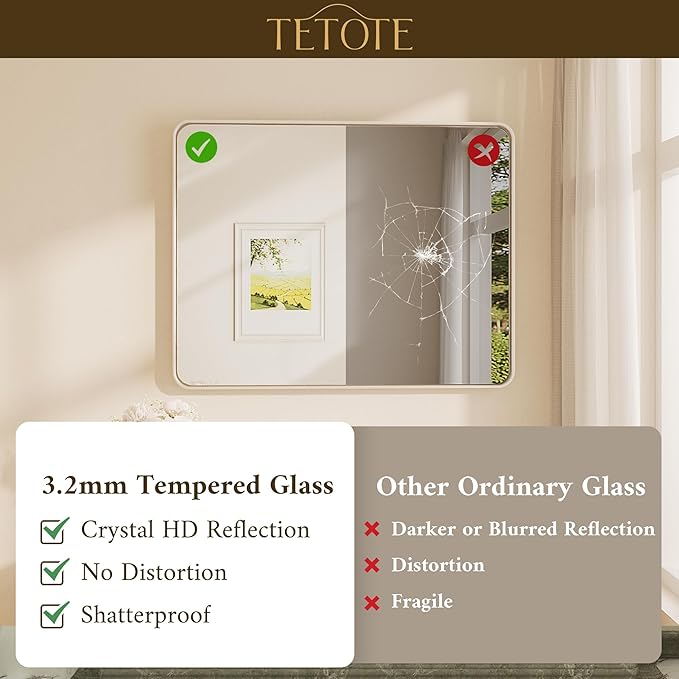 TETOTE Brushed Nickel Mirror 22 x 30 Inch - Image 4