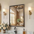 Retro Copper Effect Framed Wall Mirror, 24x32 Rectangle Mirror, by Ultrue