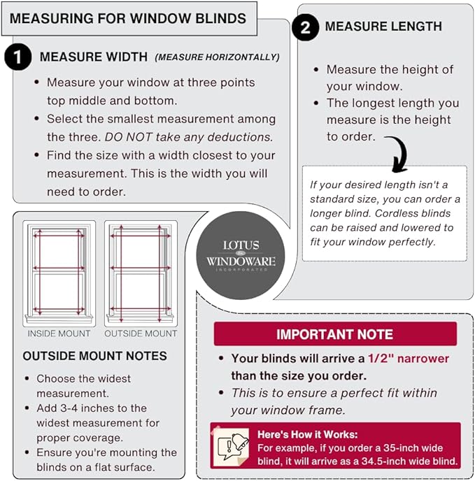 LOTUS & WINDOWARE Cordless Mini Blind, 30.5" Wide x 60" Long - Image 6