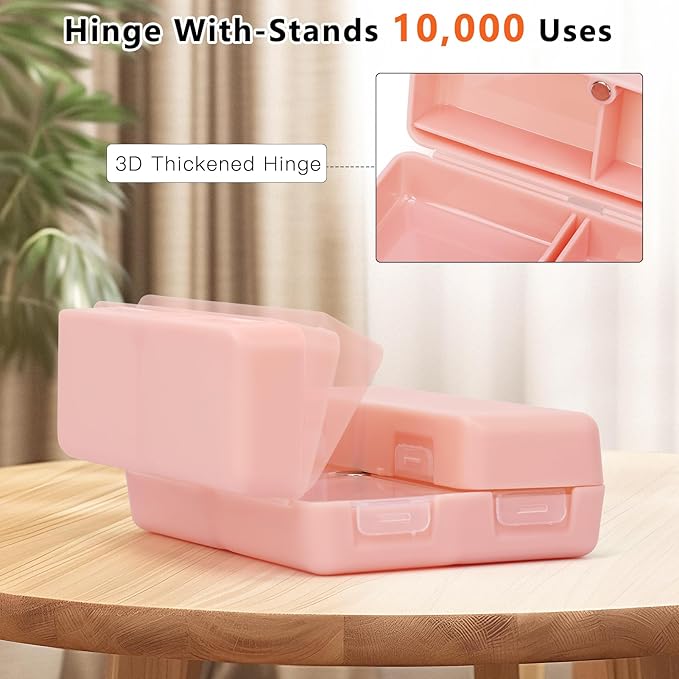 FYY 2 Pcs Daily Pill Organizer, 7 Compartments Portable Pill Case Travel Pill Organizer,[Folding Design] Pill Box for Purse Pocket to Hold Vitamins,Cod Liver Oil,Supplements and Medication-Pink+Navy