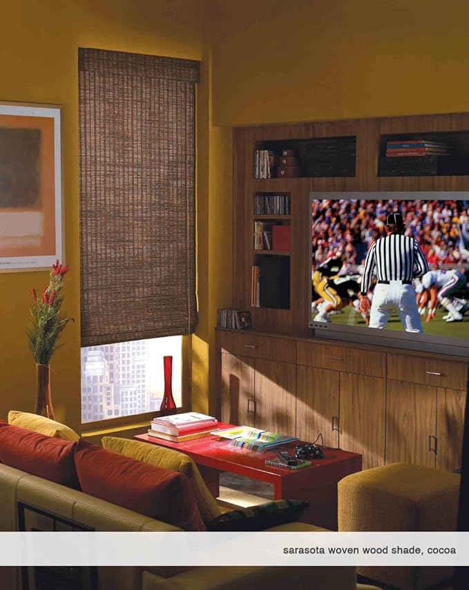 Cordless Woven Wood Roman Shades, 28W x 72H, Hatteras Cocoa, Sizes 20-72 Wide - Image 5