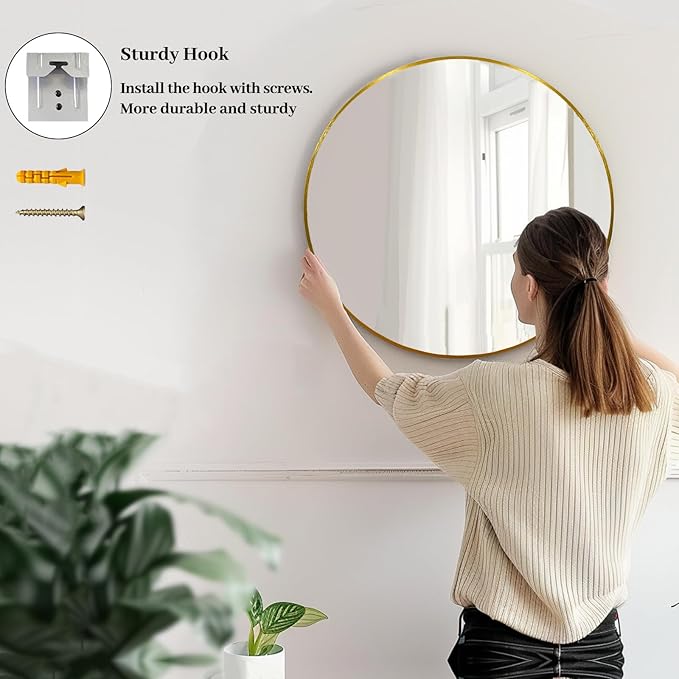 Sunniry Gold Circle Mirror, Round Mirror 20 inch, Round Wall Mirrors - Image 5