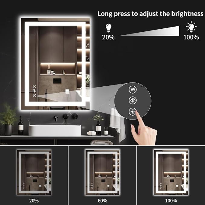 LED Bathroom Mirrors 28"x32" Bathroom Mirror - Image 4