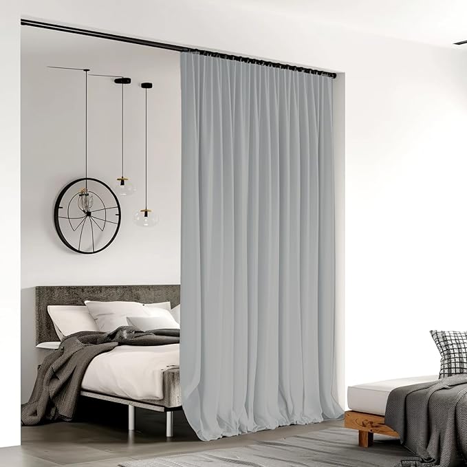 Room Divider Curtains for Ceiling Track Rod, 15 ft Wide x 9 ft Tall, 1 Panel - Image 2