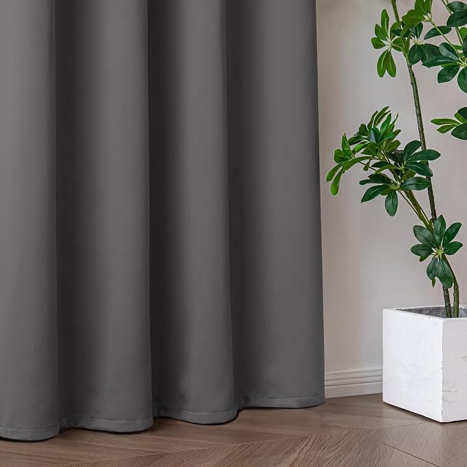 IGEMAEVE Light Grey Blackout Curtains 72 Inch Length 2 Panels Set, Grommet - Image 5