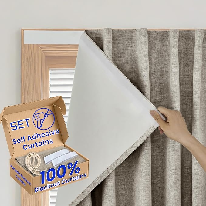 Self-Adhesive Complete 100% Blackout Curtain by Sovtfides