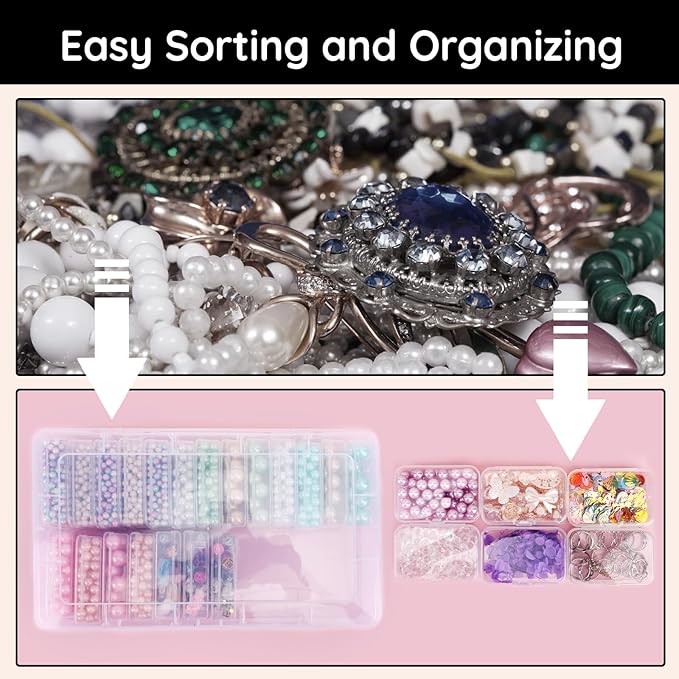 Segbeauty Craft Organizer - 26 Grid Small Storage Box with Hinged Lid, Clear Plastic Bead & Jewelry Storage Container