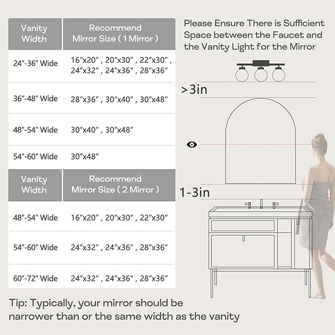 24" x 32" Black Arched Mirror, Arch Wall Mirror, Metal Frame Black Bathroom - Image 7