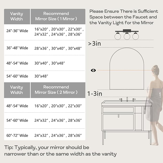 22" x 30" Black Arched Mirror, Arch Wall Mirror, Metal Frame Black Bathroom - Image 7