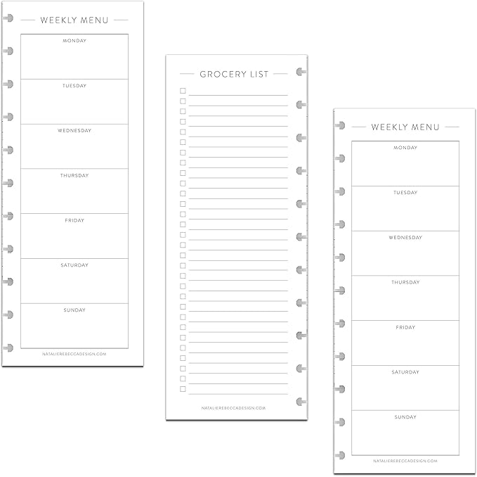 BetterNote Skinny Menu Grocery List Refills for Discbound Notebooks, Fits Levenger Circa, Happy Planner, TUL, Staples Arc, InkWell Press, Half Sheet Page, Classic (11-Disc, 4.25"x11")
