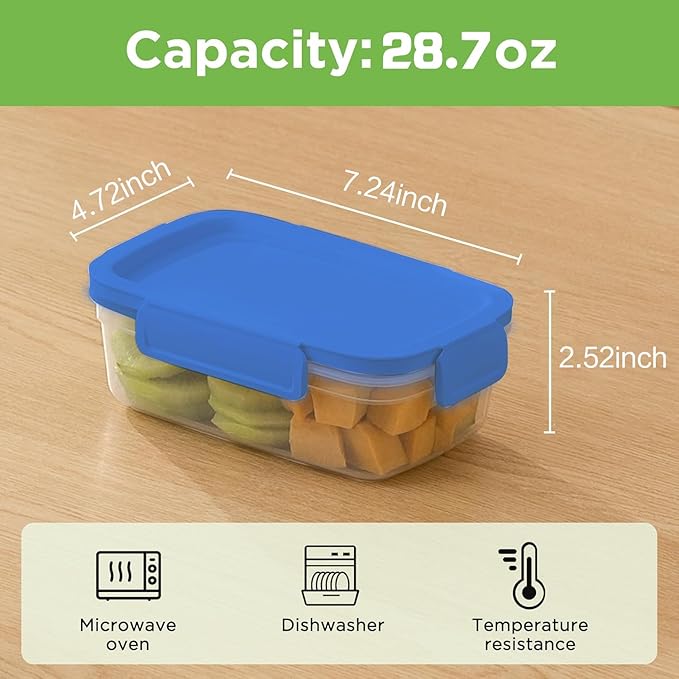 10-Pack Food Storage Containers with Airtight Leakproof Lids, BPA-Free Meal Prep Containers for Microwave/Dishwasher/Freezer, Blue, 28.7oz Each