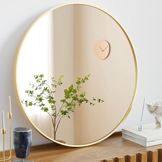 NEWBULIG Round Wall Mirror, 36 Inch Bathroom Mirrors by NEWBULIG
