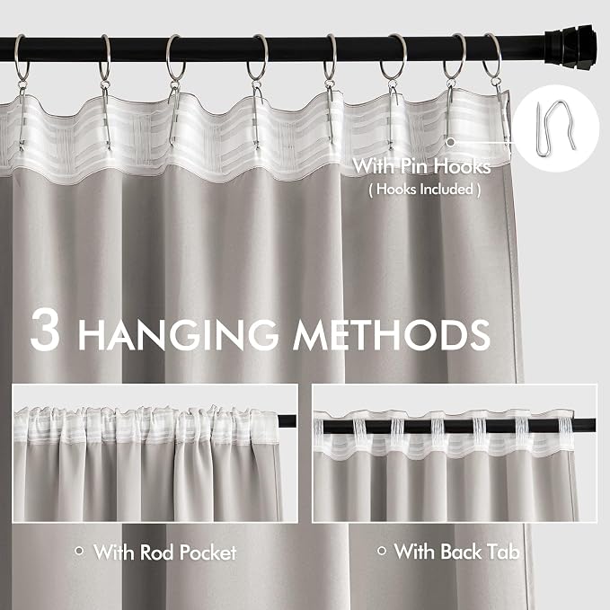 MIULEE Stone Back Tab Blackout Curtains 63 Inch Length 2 Panels Set - Image 4