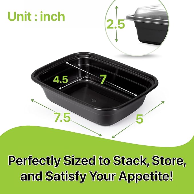 Meal Prep Containers [150 Set] x [24 oz] with Lids, 1 compartment, Stackable, Reusable, Leakproof, Food Safe, Microwave, Freezer & Dishwasher Safe for Food Prep Storage Bento (150 Set, 24 oz)