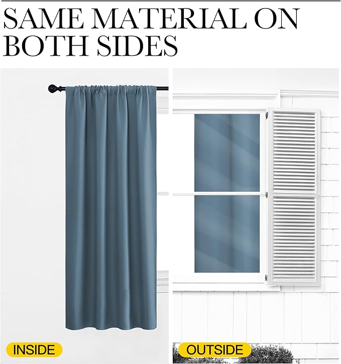 NICETOWN Blackout Curtains for Living Curtains, Smoky Blue, 52 by 63 Inch - Image 5