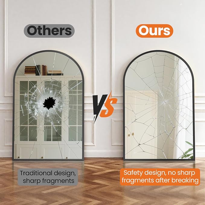 NEWBULIG 22X30 Inch Arched Bathroom Mirror - Image 7