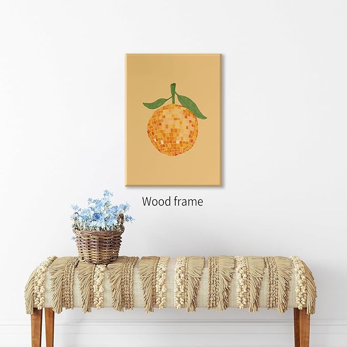 Retro Funky Orange Canvas Wall Art Fashion Disco Ball Aesthetic Posters 12X16 - Image 4
