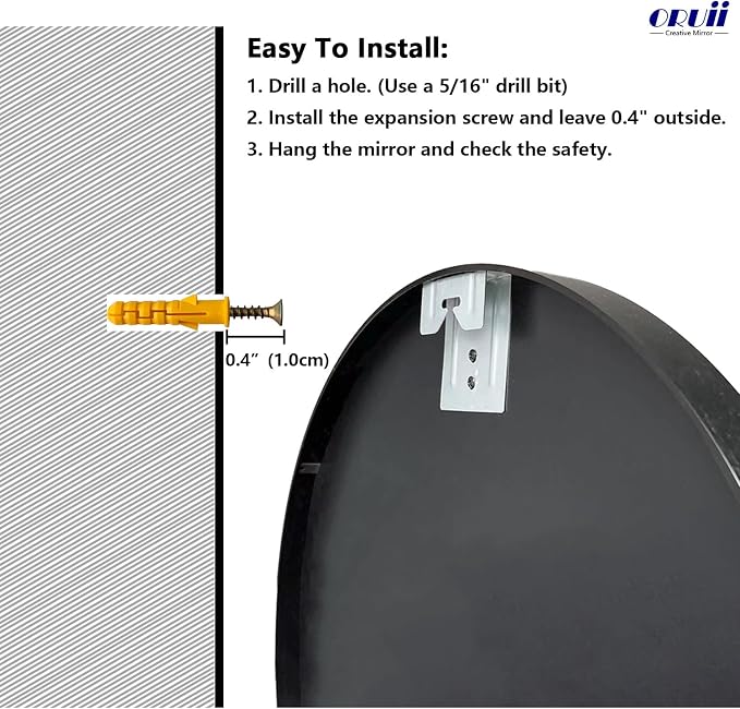 Oruii White Round Mirror, Circle Wall Mirrors Metal Frame, Circular Mirrors - Image 7